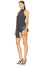 view 3 of 4 Matte Viscose Hater Neck Top in Grey Blue
