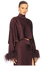 view 2 of 4 Lightweight Satin Caftan Top With Feathers in Mulberry
