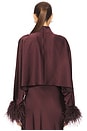 view 3 of 4 Lightweight Satin Caftan Top With Feathers in Mulberry