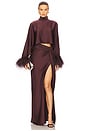 view 4 of 4 Lightweight Satin Caftan Top With Feathers in Mulberry