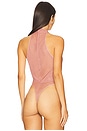 view 4 of 5 Mesh Halter Cutout Bodysuit in Clay