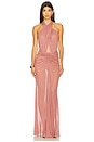 view 5 of 5 Mesh Halter Cutout Bodysuit in Clay