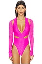 view 2 of 5 Snake Lace Bodysuit in Vivid Pink