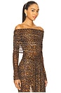 view 2 of 4 Printed Mesh Off The Shoulder Top in Leopard