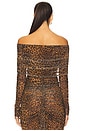 view 3 of 4 Printed Mesh Off The Shoulder Top in Leopard