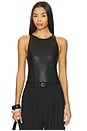 view 1 of 5 Faux Leather Halter Bodysuit in Black