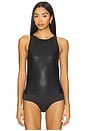 view 2 of 5 Faux Leather Halter Bodysuit in Black