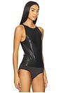 view 3 of 5 Faux Leather Halter Bodysuit in Black