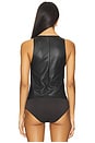 view 4 of 5 Faux Leather Halter Bodysuit in Black