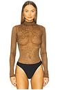 view 2 of 5 Snake Lace Mock Neck Bodysuit in Brown