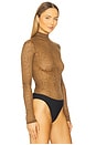 view 3 of 5 Snake Lace Mock Neck Bodysuit in Brown