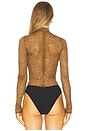 view 4 of 5 Snake Lace Mock Neck Bodysuit in Brown