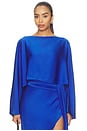 view 1 of 4 Lightweight Satin Boat Neck Caftan Top in Royal Blue