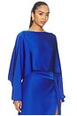 view 2 of 4 Lightweight Satin Boat Neck Caftan Top in Royal Blue