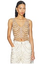 view 1 of 5 Draped Crystal Embroidery V Neck Tank in Silver