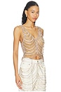 view 2 of 5 Draped Crystal Embroidery V Neck Tank in Silver