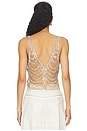 view 3 of 5 Draped Crystal Embroidery V Neck Tank in Silver