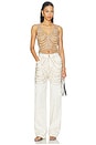 view 4 of 5 Draped Crystal Embroidery V Neck Tank in Silver