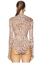 view 5 of 5 Printed Jersey Mock Neck Bodysuit in Snow Leopard