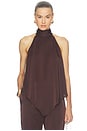 view 1 of 4 Lightweight Satin Hankerchief Top in Chocolate
