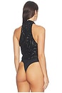 view 5 of 6 Mini Stretch Sequin Halter Cutout Bodysuit in Black