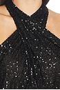 view 7 of 6 Mini Stretch Sequin Halter Cutout Bodysuit in Black