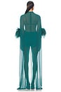 view 4 of 3 Lightweight Georgette High Low Mock Neck Top With Feathers in Emerald