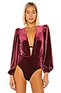 view 2 of 5 Velvet Bodysuit in Burgundy