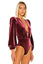 view 3 of 5 Velvet Bodysuit in Burgundy