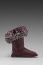 view 1 of 5 Foxy Short Boot with Raccoon Fur Trim in Plum
