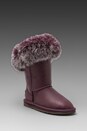 view 2 of 5 Foxy Short Boot with Raccoon Fur Trim in Plum