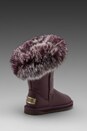 view 4 of 5 Foxy Short Boot with Raccoon Fur Trim in Plum