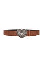 view 1 of 3 Heart Buckle Belt in Brown & Silver