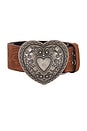 view 3 of 3 Heart Buckle Belt in Brown & Silver