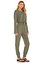 view 2 of 3 Long Sleeve Henley Jumpsuit in Army Green