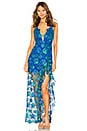 view 1 of 4 Tarron Gown in Green & Blue