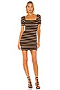 view 1 of 3 Margot Mini Dress in Black & Brown Stripe