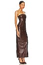 view 2 of 3 x Rachel Ana Faux Leather Maxi Dress in Pecan Brown