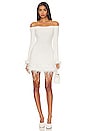 Ellerie Feather Knit Mini Dress in White