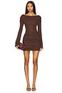 view 1 of 3 x Emily Gemma Quinn Mini Dress in Chocolate Brown