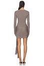 view 4 of 4 Jeany Tie Front Mini Dress in Dark Taupe