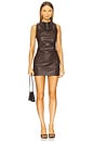 view 1 of 3 Gemma Faux Leather Mini Dress in Espresso