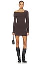 view 1 of 3 Sunna Off The Shoulder Mini Dress in Dark Brown