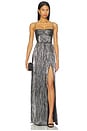 view 1 of 4 Emmy Gown in Silver & Black Metallic