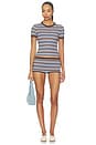 view 5 of 6 Haize Stripe Short in Blue & Brown Stripe