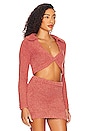 view 2 of 4 Safya Fuzzy Micro Cardigan with Collar in Mauve