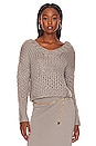 Doxie Deep V Sweater in Grey