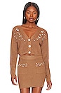 view 1 of 5 Estella Embellished Cropped Cardigan in Chestnut