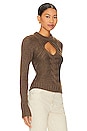 view 2 of 4 Emory Keyhole Cable Pullover in Dark Taupe Brown
