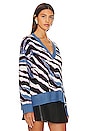 view 2 of 4 Abstract V Neck Sweater in Blue Multi Stripe